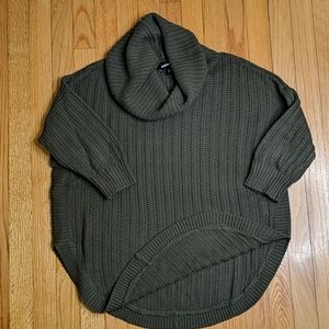 Green Oversized Turtleneck Knit Sweater Express